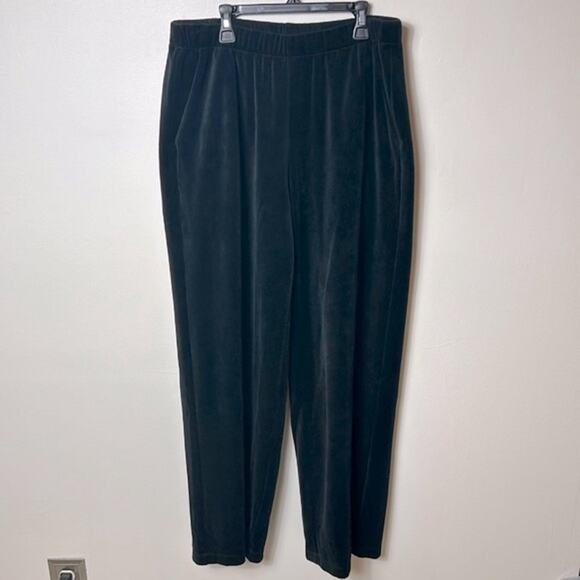 NWT Eileen Fisher black velour easy fit full length pants - Picture 5 of 14